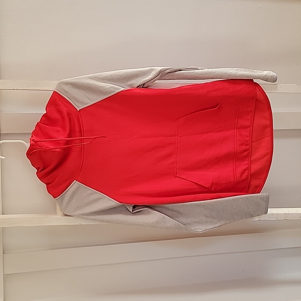 Champion Duo Dry Cowl Neck Hoodie, Small, Red and Grey